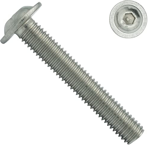 Linsenkopfschrauben mit Flansch und Innensechskant (ISK) - M3x8 - (40 Stück) - ISO 7380-2 - rostfreier Edelstahl A2 V2A - Vollgewinde - Flanschschrauben - Flachkopfschrauben - SC7380-2