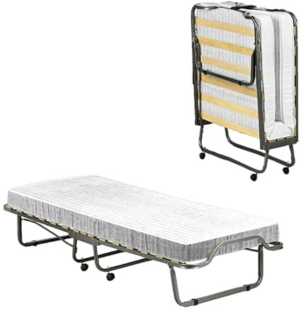 Talamo Italia Letto Pieghevole Eloisa, Brandina con Rete a 15 doghe, Lettino salvaspazio, 100% Made in Italy, 80x200h40 cm, Materasso Incluso, Bianco, 200 cm (Memory)