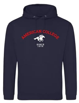 AMERICAN COLLEGE USA Tröja tröja med tryck varma kläder unisex barn pojkar och flickor casual modell ACSCW3 marinblå 16 år, Färg: blå, 16 �r