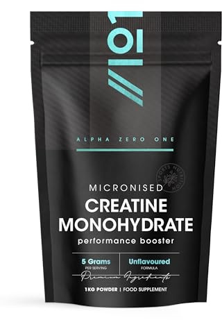 Micronised Creatine Monohydrate Powder 1kg – Unflavoured – Proven to Increase Physical Performance – Resealable and Recyclable Pouch by Alpha01