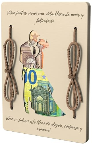 Tarjeta de Felicitación de Madera | Regalo con Dinero, Billetera de Madera | Regalo de Cumpleaños Original | Regalo Divertido | Regalo para Viajes y Cumpleaños (Amor Eterno - Pareja de Boda)