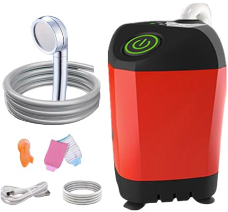 Genérico Ducha Portátil para Acampar,Bomba De Ducha Portátil con Bolsa Y Cabezal | Cabezal De Ducha Manual con Función Versátil para Viajes Limpieza De Mascotas Y Senderismo
