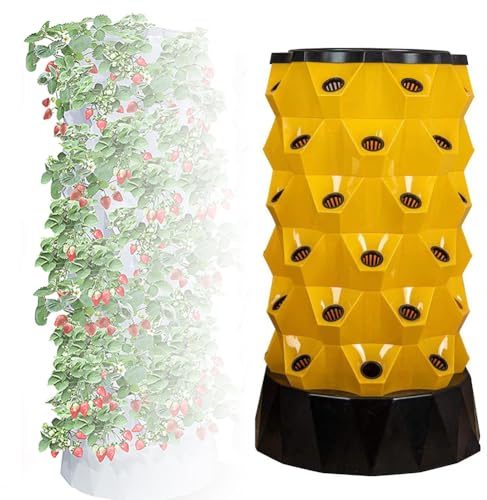 Sistema de cultivo hidropónico, torre de cultivo vertical interior con bomba, temporizador, cama de siembra y macetas de red para frutas y verduras (80 agujeros)