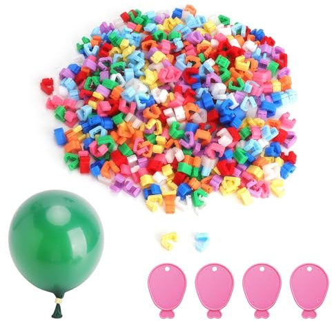 400 Clips Cierre Globos – Clips Nudo Coloridos de PVC – Cierre para Globos de Helio, Decoraciones y Guirnaldas – Con Peso Rosa para Globos en Fiestas y Bodas