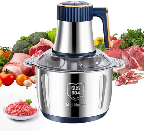 500W Hachoir à viande électrique,5L Coupe-légumes multifonction en acier inoxydable Avec 6 lames,5 vitesses, Mixeur Hachoir Idéal pour Viande, Légumes