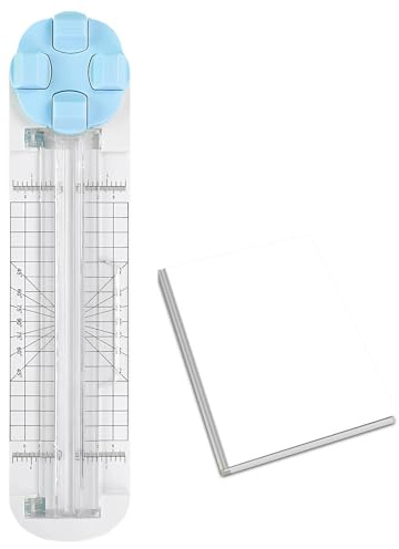 Taglierina per carta, 4 in 1, 4 in 1, portatile, efficiente 4 in 1, creativa e tempo libero, per scrapbooking, cartone, foto ed etichette (blu)