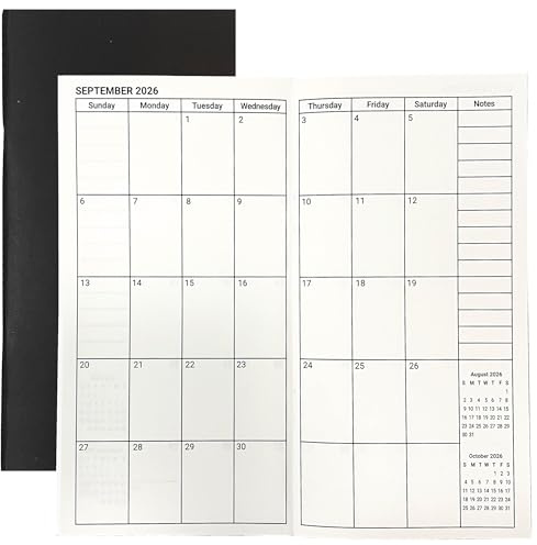 Travelers Notebook Inserts Jan 2026 - Dec 2027, Monthly Calendar Planner for 2 Years, Important Dates & Line & Dotted, 100gsm Paper, Regular Size Journal, 8.3'' x 4.25 '' Black