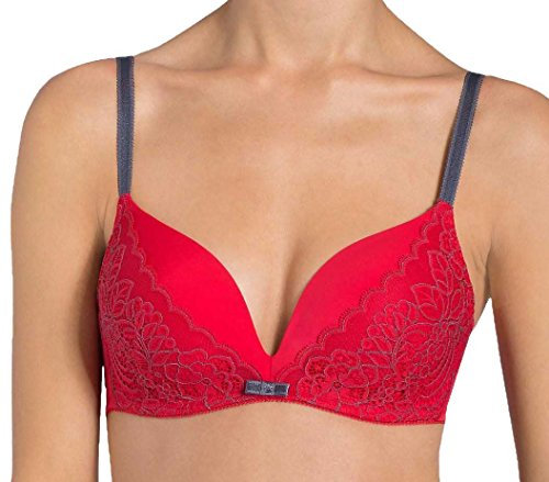 Triumph Amourette Spotlight MWHU Magic Wire, Underwired, Half Cup, Push-Up Bra Red - Dark Combination (M006) 32B