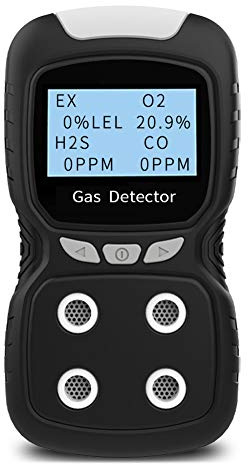 XLA Alert Portable Gas Detector, Gas Clip 4 Gas Monitor Meter Tester Analyzer, Rechargeable LCD Display Sound Light Shock Air Quality Tester, 2 Year Detector…