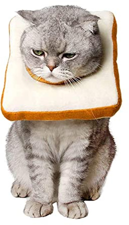 Amakunft Adjustable Cat Cone Collar Soft, Cat Recovery Collar, After Surgery Neck Cone,Elizabethan Collar for Kitten (Neck:5-10) (Toast, S)