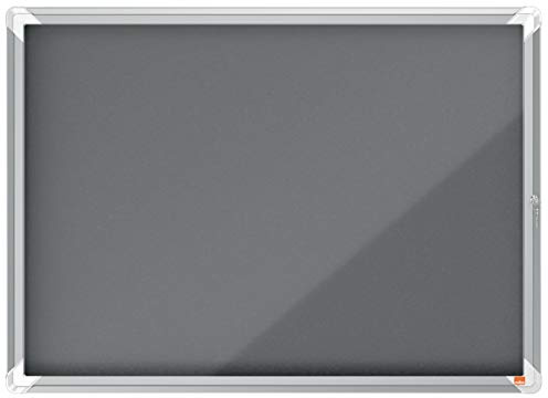 Nobo Felt Lockable Notice Board 8 x A4, Premium Plus, Grey, 1915329