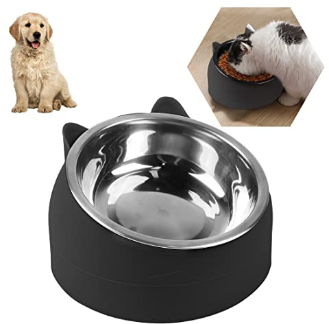 Bols pour Chats, 200ML - Bol pour Animaux en Acier Inoxydable, Gamelle Anti Vomissements Chat, Gamelle Chien Chat Antidérapante Support Surélevé Incliné à 15°, Amovible pour Chats et Chiens