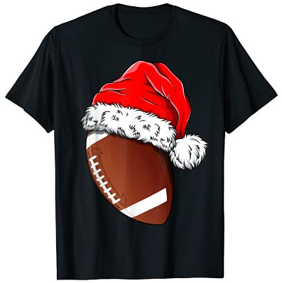 Palla di rugby Babbo Natale divertente sport Natale amante regalo Maglietta