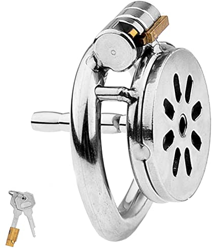 JPGeil Mini ultrakurz Keuschheitsgürtel für Herren Kleiner Keuschheitskäfig Male Peniskäfig Flachlüftung Cock Cage Mit Harnröhrendilatator Set SM Bondage Edelstahl Keuschheit Gerät(Bogenring-45mm)
