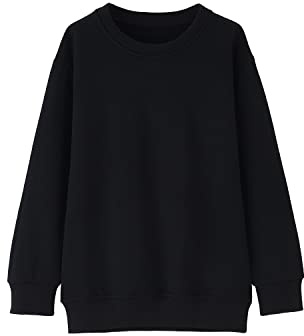 KISLOVE Små pojkar rund hals sweatshirt långärmad solida toppar småbarn pojkar pullover jumper barnkläder för unisex barn, 5-14 år, Svart, 11-12 Years
