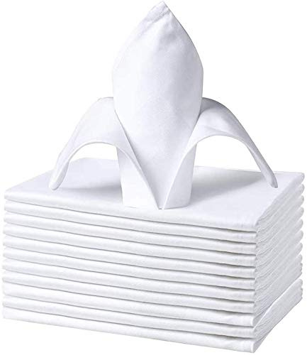 Servilletas de cena suaves y cómodas, calidad de hotel duradera, ideales para eventos y uso doméstico regular (45 x 45 cm, paquete de 12, blanco)