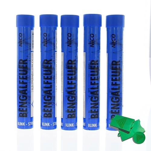 AKTIVHANDEL Bengalfeuer 5 Stück Bengalo Rauchfakel Handfackel in Blau, Kat F1 Feuerwerk inkl. Einkaufswagenchip