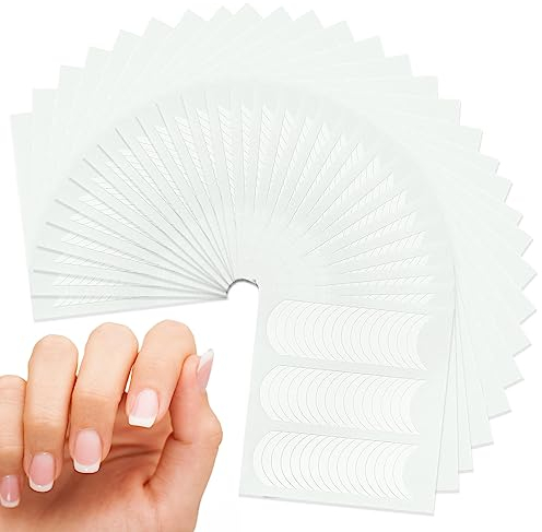 Fanjuanlan 1440 PCS/ 30 Feuilles Autocollants Ongles Français, Autocollants Ongles Français Auto-Adhésifs Autocollants de Manucure, Pour décoration de manucure, outils de pochoir