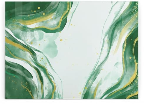 Purely Home Tabla de cortar de cristal para cocina, protector de encimera rectangular de mármol verde, tabla lisa, tabla de cortar de cocina con pies antideslizantes, 39 cm x 28,5 cm, PSL10202-1