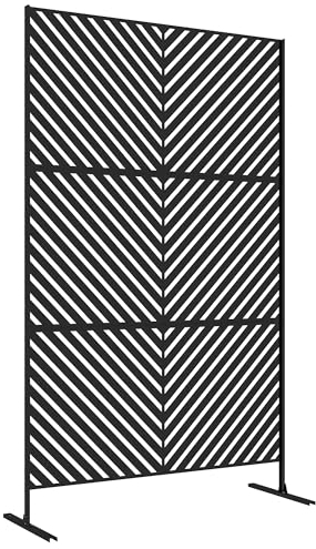 Outsunny Panneau Brise Vue décoratif paravent extérieur à Motif géométrique ajouré en métal - 122 x 45 x 198 cm, Noir