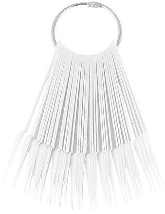 Healvian Nuancier Eventail Ongle 40 BâTonnets Plastique Blanc Carte De PréSentation Nail Art Kit D'EntraîNement Portable Avec Anneau Rond Pour Salon Et Pratique Professionnelle