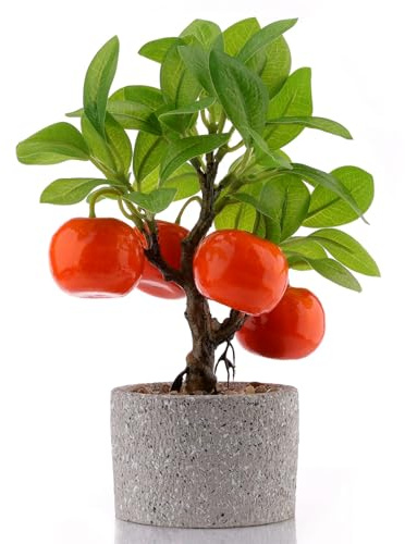 Woration Artificial Potted Plants Fake Orange Tree Bonsai Decoration Faux Citrus Fruit Greenery with Pot Indoor for Home Office Living Room Table Ornaments