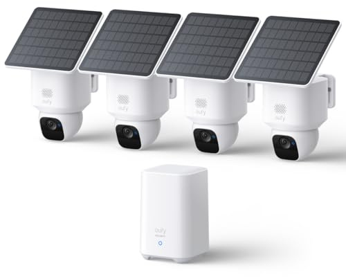 eufy Security SoloCam E30, 4-Cam Pack Kit, Security Cameras Wireless Outdoor, Solar Camera Outdoor Wireless, 360° Pan, AI Tracking, 2K Clarity, No Monthly Fee, Built-in Local Storage (Up to 16TB)