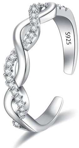 Epoch World 925 Sterling Silber Ring Verstellbare Ring Silber Damen mit Zirkonia Ewigkeit Verdrehtes Ringe Verlobungsring Eheringe Fingerring Engagement Promise Ringe für Damen Frauen Schmuck