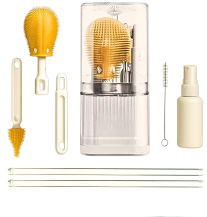 EverAyRes Haigen Kit de nettoyage portable pour biberons, pailles et accessoires pour biberons, pailles et accessoires d'alimentation | Ensemble de voyage compact avec silicone de qualité alimentaire