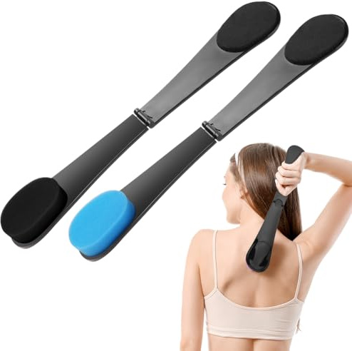 LOPHE Rücken-Applikator, 2er Selbstbräuner Sunscreen Applicator, Rückenpflege Self Tanning, Bräunungs Self Tanner Brush für Zuhause, Schwarz, Blau