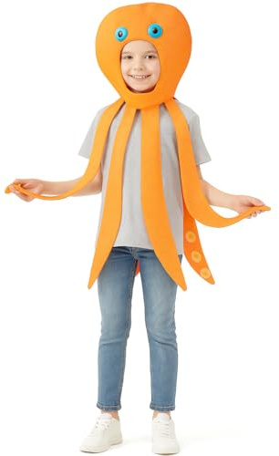 corimori Gorro de pulpo – Divertido gorro de pulpo (2 tamaños para niños y adultos, gorro con tentáculos de pulpo, gorro de carnaval, accesorio para carnaval, animales marinos (niños (aproximadamente