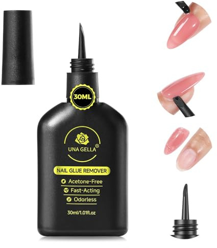 UNA GELLA Dissolvant de colle à ongles, 30 ml, avec levier intégré, sans acétone, pour nail tip, pour bricolage à la maison (pas pour vernis à ongles gel UV)