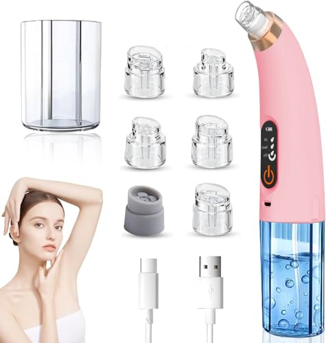 Succionador de Puntos Negros, Limpiador de Poros Facial Eléctrico Con 6 Cabezales y 3 Modos, Extractor de Puntos Negros Facial para Eliminars Puntos Negros, Comedones y El Acné Graso