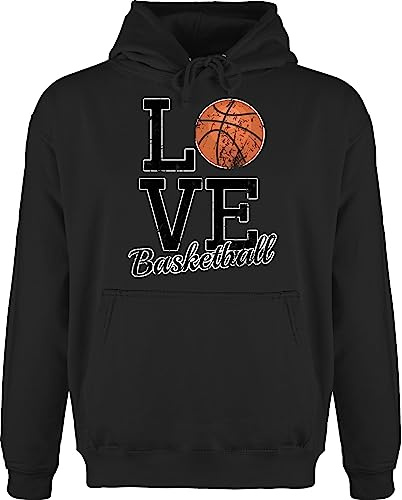Hoodie Herren Pullover Männer - Trikot Ersatz Training - Love Basketball - L - Schwarz - basketballer korbball fun-kapuzenpullover basketballspiel i pullis für basketballfan ich liebe hoodies fans