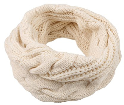 Femme Echarpe Tube foulard Cercle Tubulaire Echarpe en Grosse Maille Chaude Automne-Hiver unisexe, Beige, Taille Unique