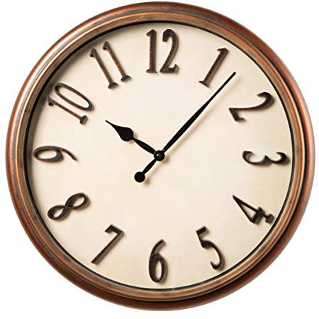 Baroni Home Orologio da Parete in PVC Silenzioso Stile Vintage Bronzato Numeri in Rilievo 46x46x5 cm