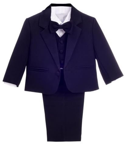 Lito Angels Traje Formal 5 Piezas para Niño, Azul Marino, 2-3 Años