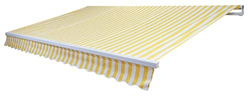 Mendler Ersatz-Bezug für Markise T791, Gelenkarmmarkise Ersatzbezug Sonnenschutz, 4,5x3m - Acryl gelb-weiß