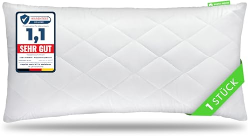 Gentle North Kopfkissen (40x80 cm groß) - Kissen für Bett und als Dekokissen - Mit Reißverschluss für Füllung - Sofakissen - Zierkissen für Couch und Sofa - Ökotex - Waschbar bis 60° - Weiß