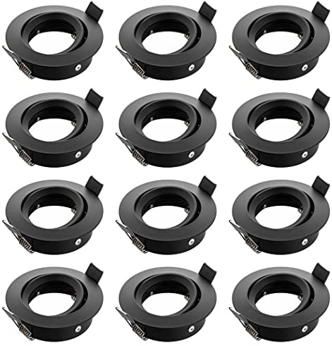 SEBSON Gehäuse für Einbaustrahler mit GU10 Fassung - Einbaurahmen Alu - schwenkbar - Lochdurchmesser 73-77mm Abdeckung Ø84mm für Deckenspots, 12er Set