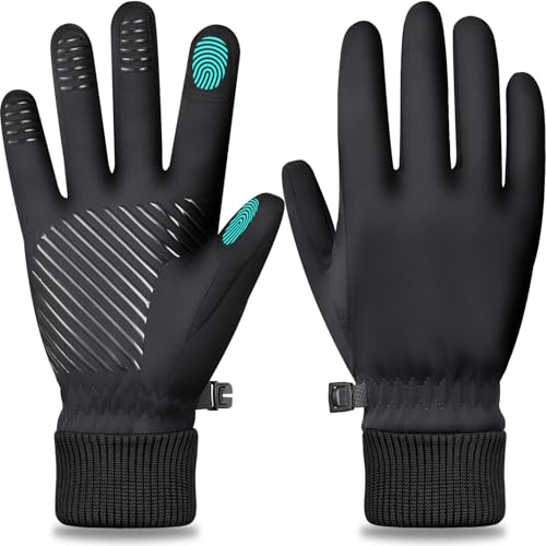 FEWTUR Winter Gloves for Men and Women Cold Weather - Waterproof Touchscreen Gloves for Running Hiking, Water Proof Snow Warm Touch Screen (Black, Small)