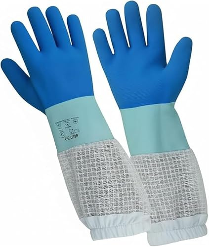 OZ ARMOUR Rubber Gloves with Three-Layer Mesh Ventilation - Perfect for beekeeping, Outdoor Work, Gardening (Small)