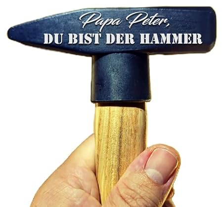Gedenk Kristall Personalisierter Hammer - Vatertagsgeschenk für Papa, Geschenk Vatertag, Moderner Holzgriff, 300g, Schwarz, Flacher Edelstahlkopf für Männer und Frauen ZUM SELBST GESTALTEN