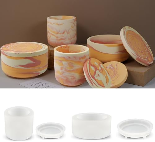 HNLMZ Stampi in Silicone per Resina,2 Pezzi Stampo in Resina da Colata DIY,Stampi in Silicone per Candele con Coperchio per i Lavori di Bricolage