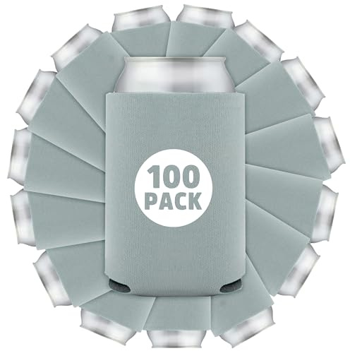 100 Pcs Bulk Blank Collapsible Can Coolers - Perfect For Sublimation Printing, HTV, Screen Printing or DIY Crafts (Frost)