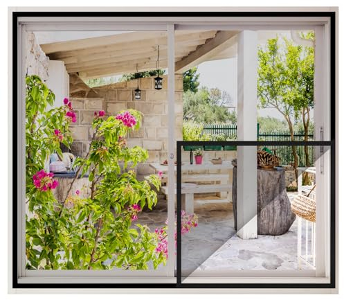 MYCARBON Moustiquaire Fenêtre Sans Perçage 80x100cm, Toile Moustiquaire Adhésive, Filet Moustiquaire Fenêtre Anti Moustiques Anti Mouches Anti Insectes, Store Moustiquaire Fenêtre, Noir, Lot de 1