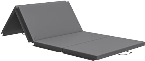 HOMCOM Tapis de gymnastique pliable, tapis gymnastique épais, 180 x 80 x 5 cm, avec poignée, tapis de sol pour yoga, mma, sport, fitness, pilates, revêtement synthétique, gris