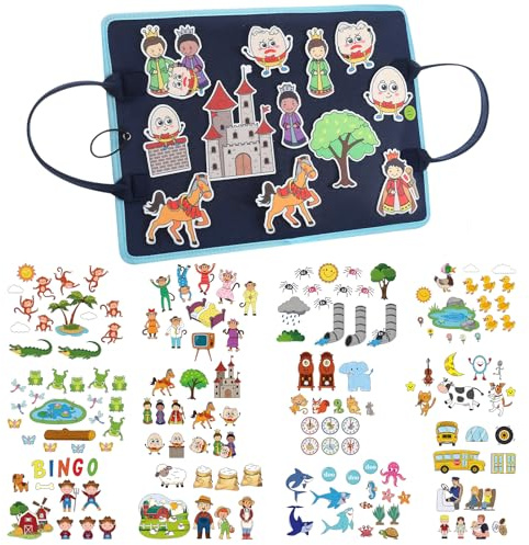 SmoothNovelty 12 Pack Flannel Felt Board Stories Set with a Foldable Board for Preschool Activities Boys Girls(Nursery Rhymes)