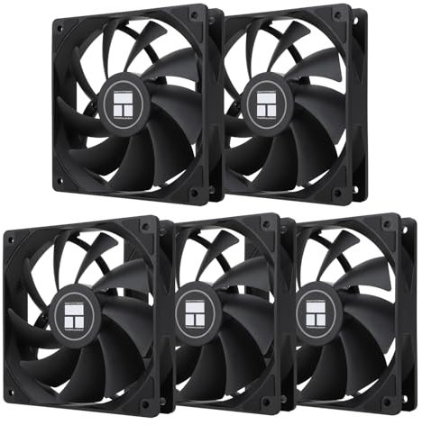 Thermalright Ventilador de CPU TL-C12C X5, color negro, PC de 1550 rpm, enfriador de carcasa de ordenador de 120 mm, ventilador de control PWM para enfriador de líquidos y refrigeración de CPU