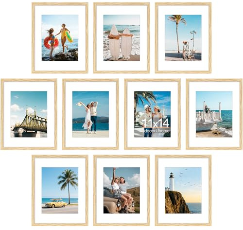 decorUhome 10 Pack 11x14 Picture Frame Collage Wall Decor with 8x10 Mat